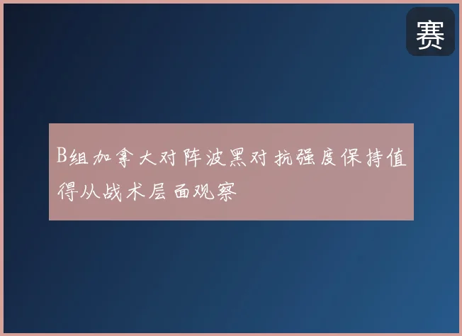B组加拿大对阵波黑对抗强度保持值得从战术层面观察